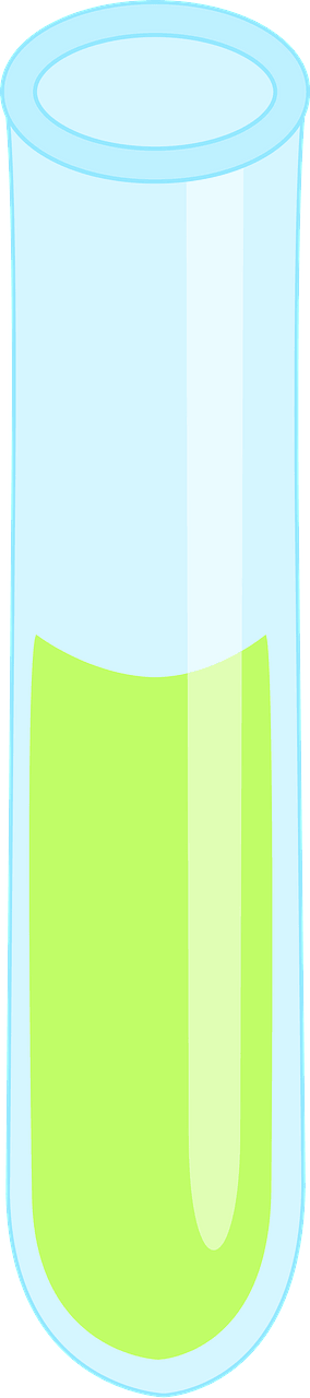 Test tube filled with green liquid