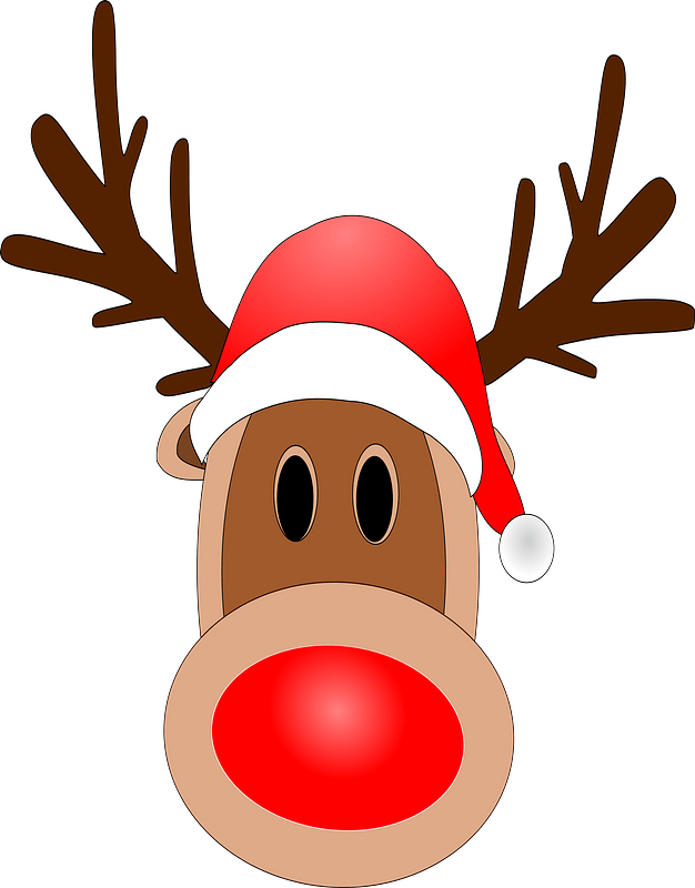 Rudolph the Reindeer in a Santa Hat
