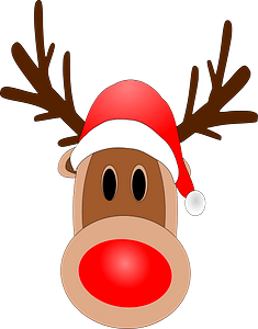 Rudolph the Reindeer in a Santa Hat