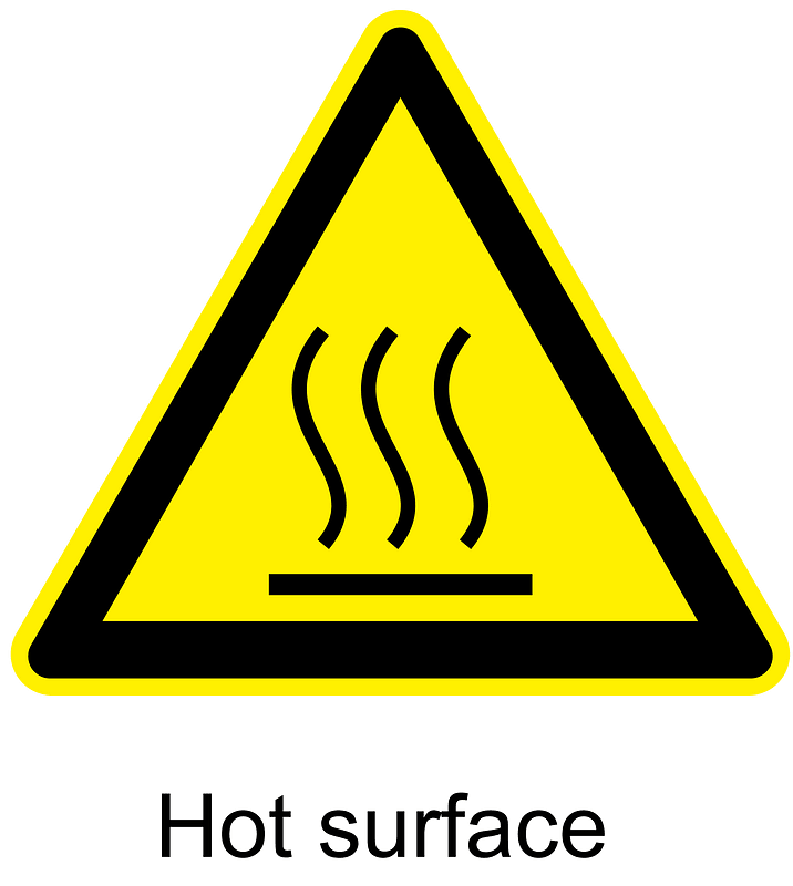 Hot surface warning sign