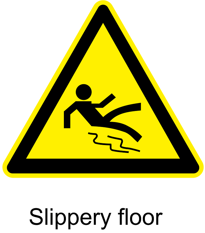 Slippery floor warning sign
