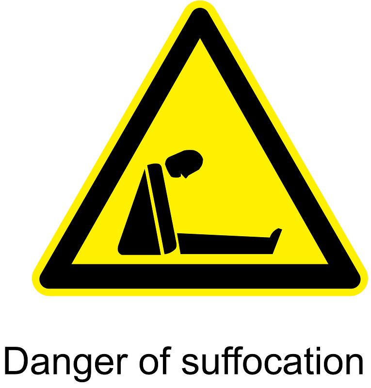Danger of suffocation warning sign