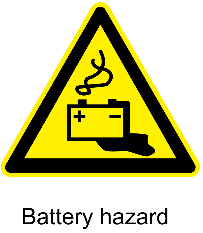 Battery hazard warning sign
