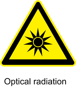 Optical radiation warning sign