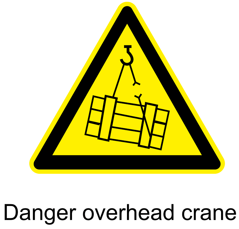 Danger overhead crane warning sign