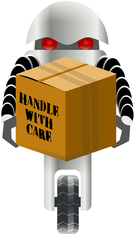 Robot with One Wheel Carrying a Box