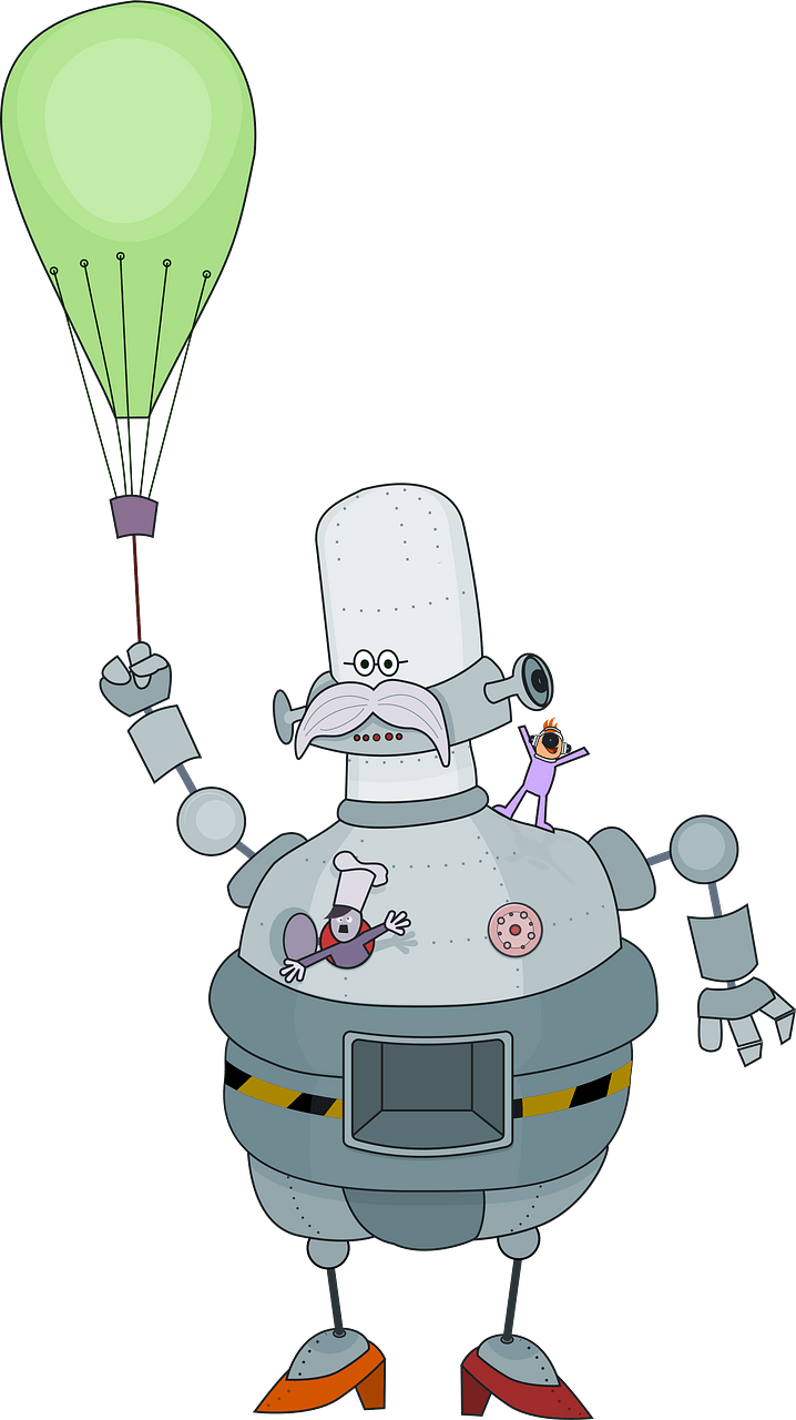 Robot holding a balloon