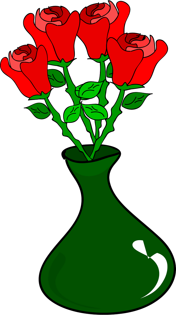 Red Roses in a Green Vase