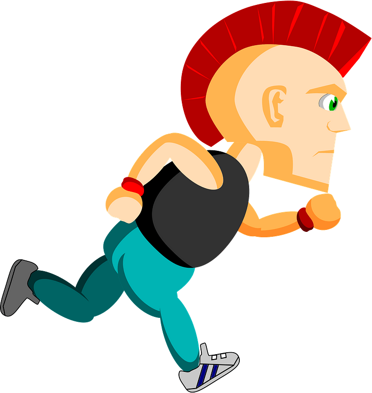 Man with a Mohawk Running