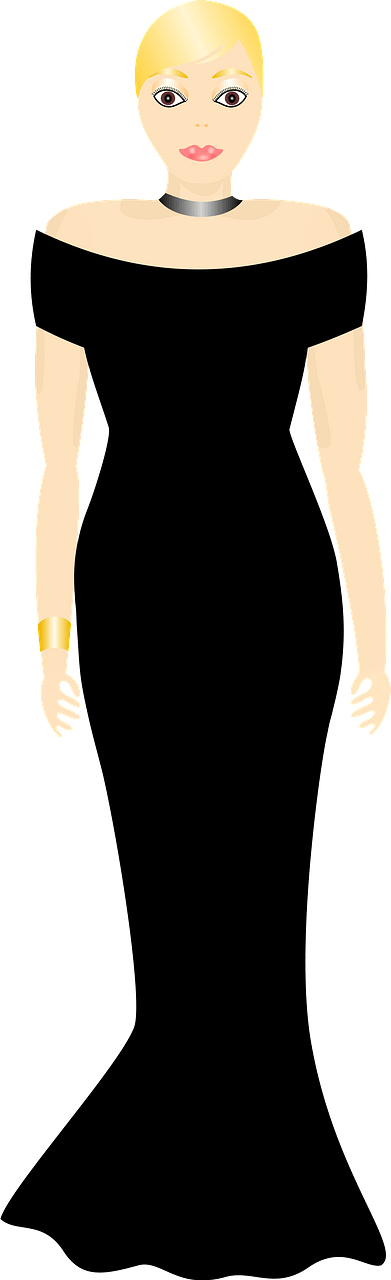 Runway Model in Black Evening Gown