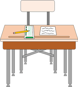 School Desk and Chair with Scantron Test