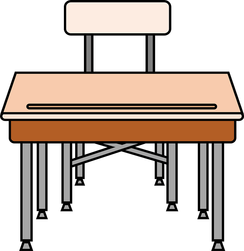 School Desk and Chair with Underside Shelf