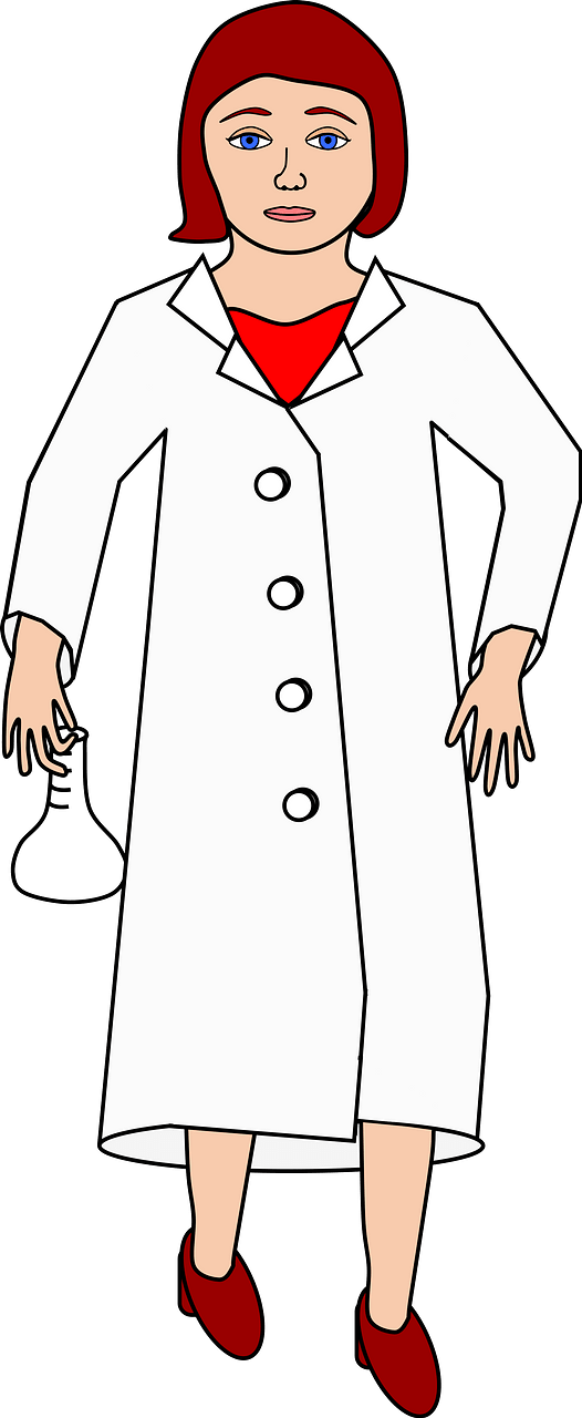 Scientist Holding Flask White