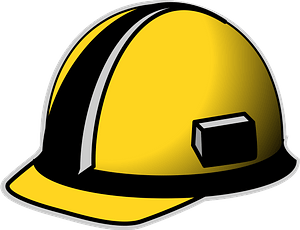 Yellow Hard Hat with a Black Stripe