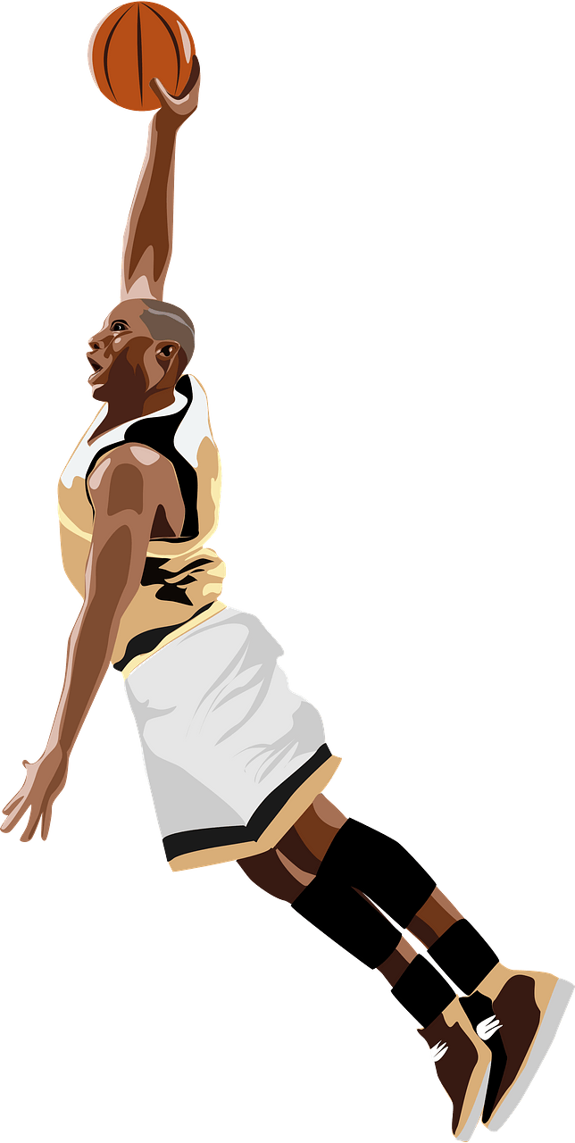 Basketball Player Slamdunking the Ball