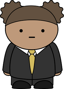 Girl in a suit with weird hair