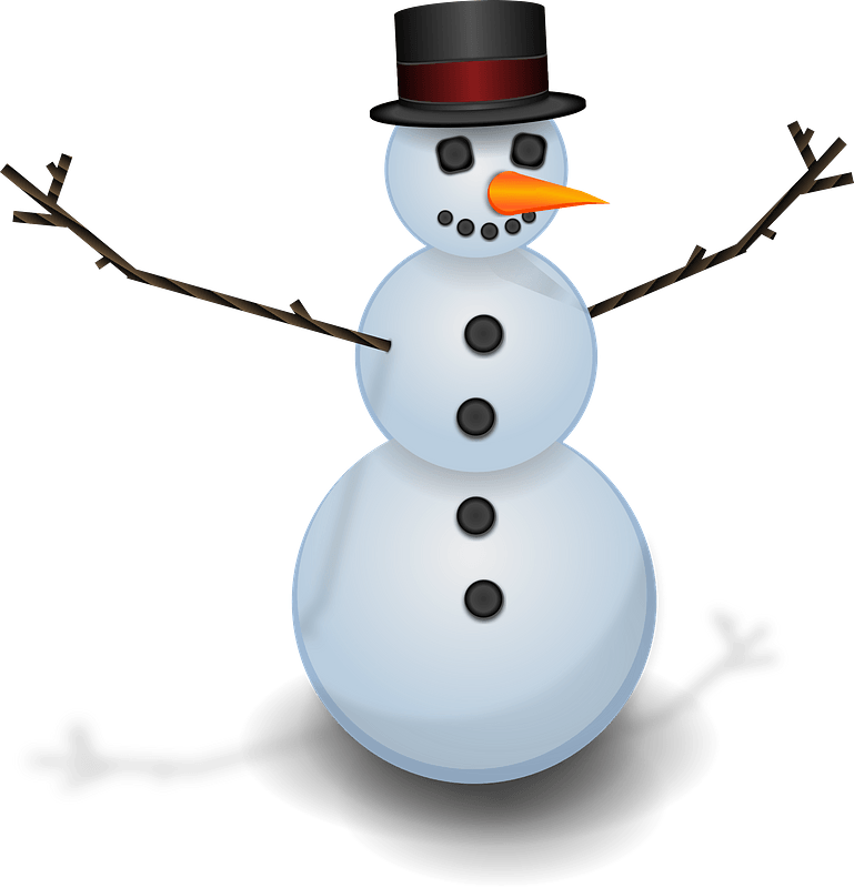 Snowman with outstretched arms and top hat
