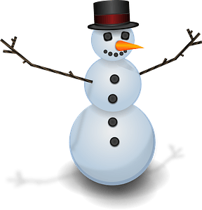 Snowman with outstretched arms and top hat