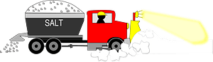 Snowplow Spreading Salt and Pushing Snow