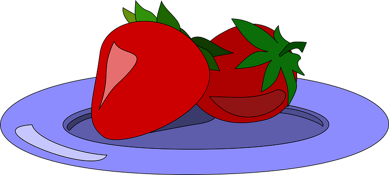 Two Strawberries on a Blue Plate