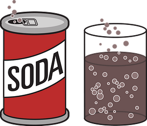 Soda can and glass