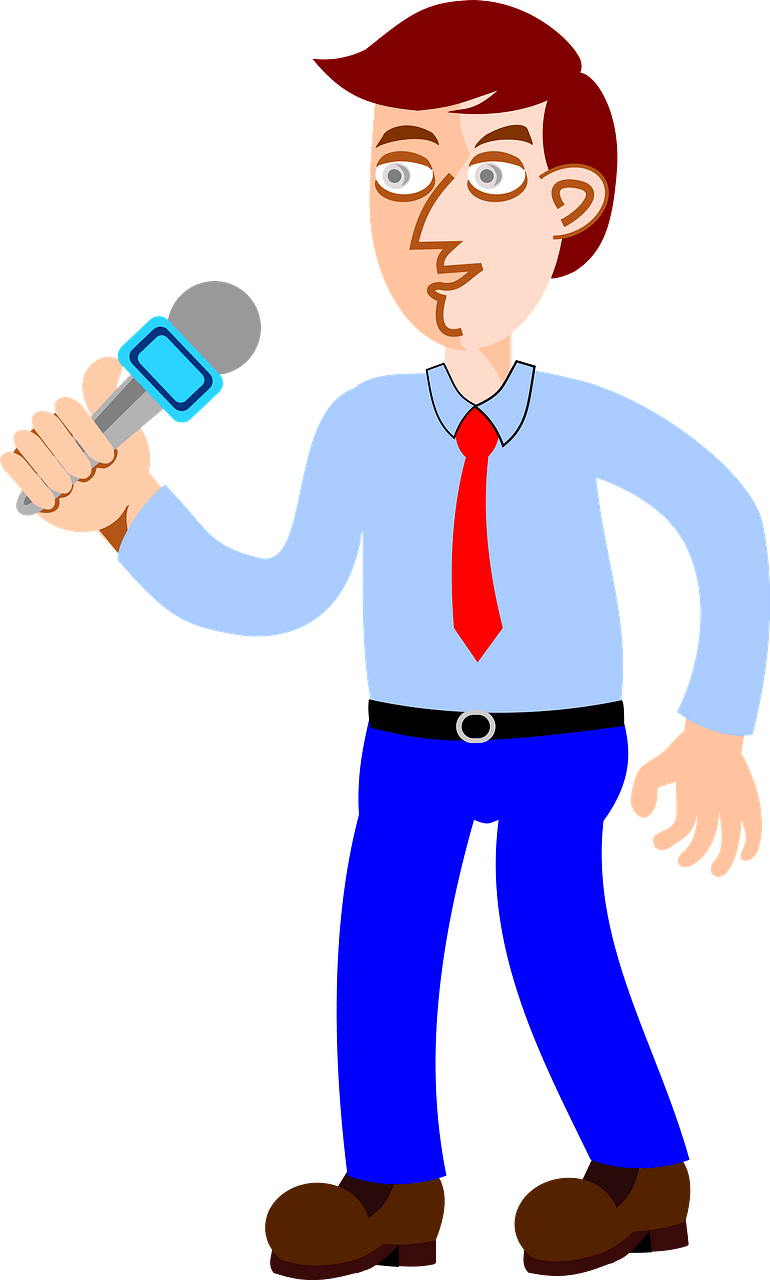 Man speaking in a microphone