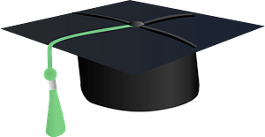 Black Graduation Mortarboard with Green Tassel