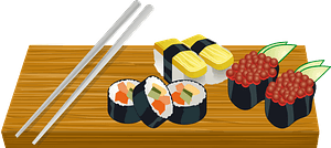 Sushi on a board
