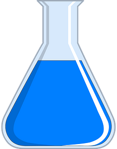 Beaker filled with blue liquid
