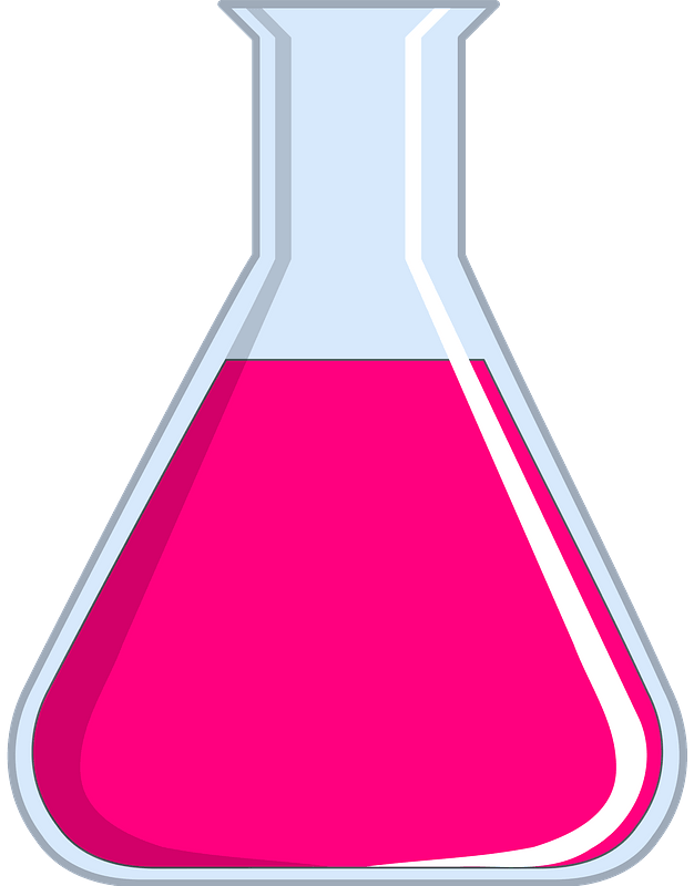 Beaker filled with pink liquid