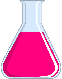 Beaker filled with pink liquid