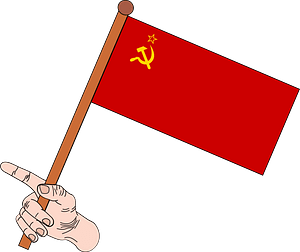 Mano con la bandera de la URSS