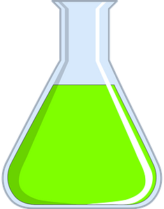 Beaker filled with green liquid