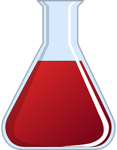 Beaker filled with brown liquid