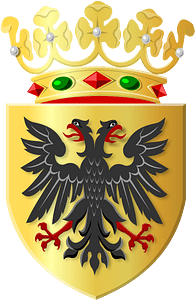 Golden shield with black eagle and golden crown