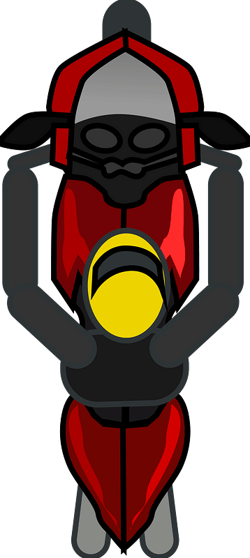 Top View of Biker on a Red Motorcycle