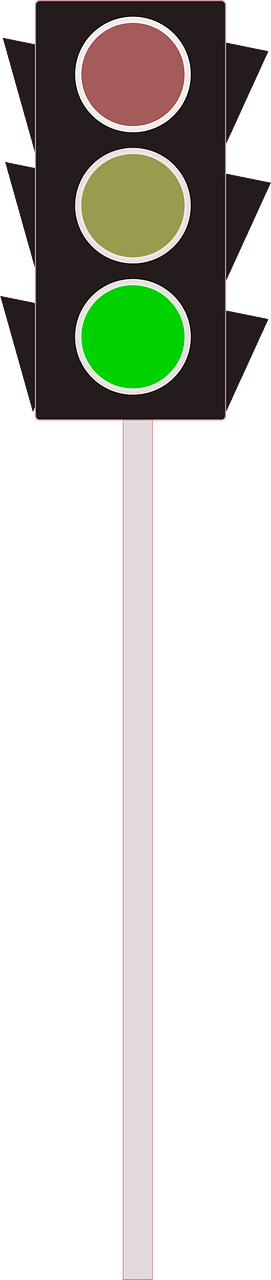 Traffic light on a post