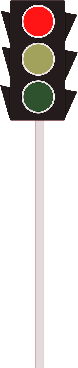 Traffic light on a post