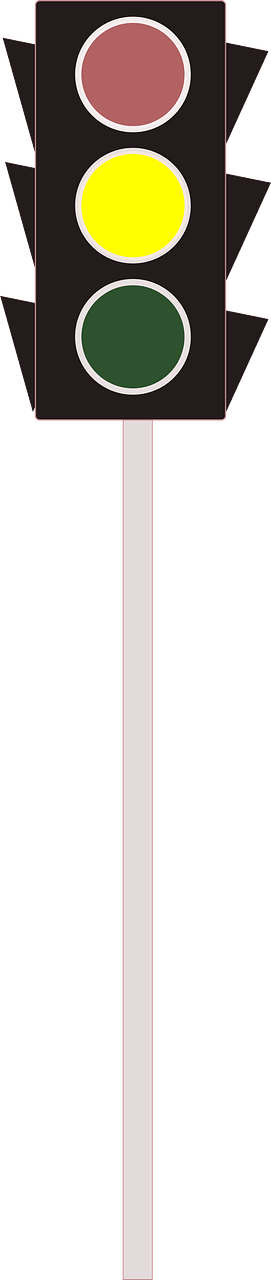 Traffic light on a post