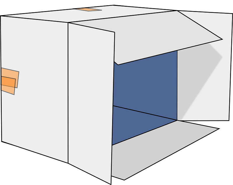 Open Empty Box Tipped Over