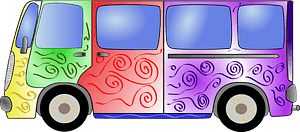 Multi-colored Hippie Van