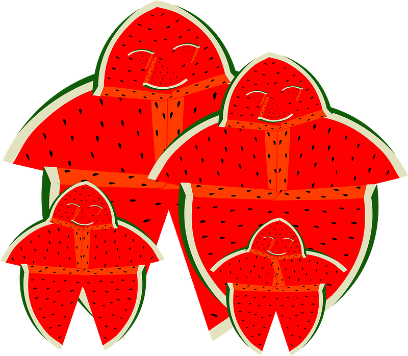 People shapes cut from watermelon