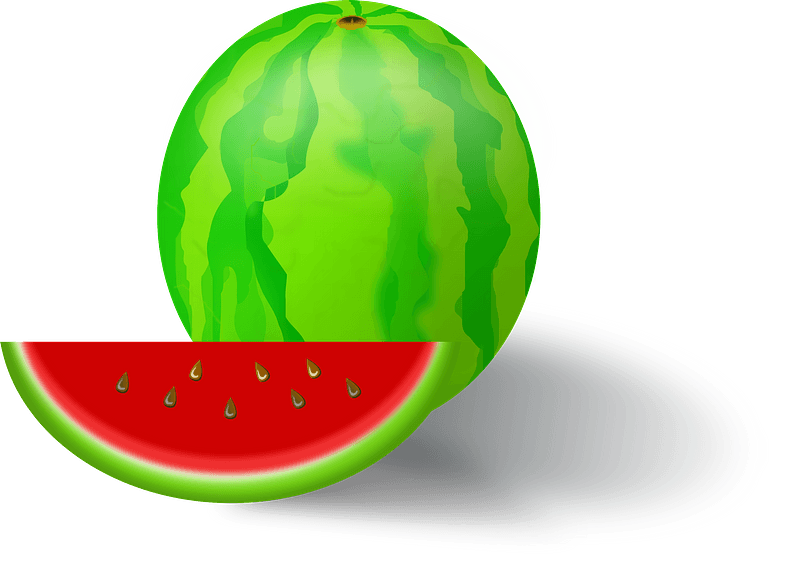 Whole Watermelon and Cut Wedge