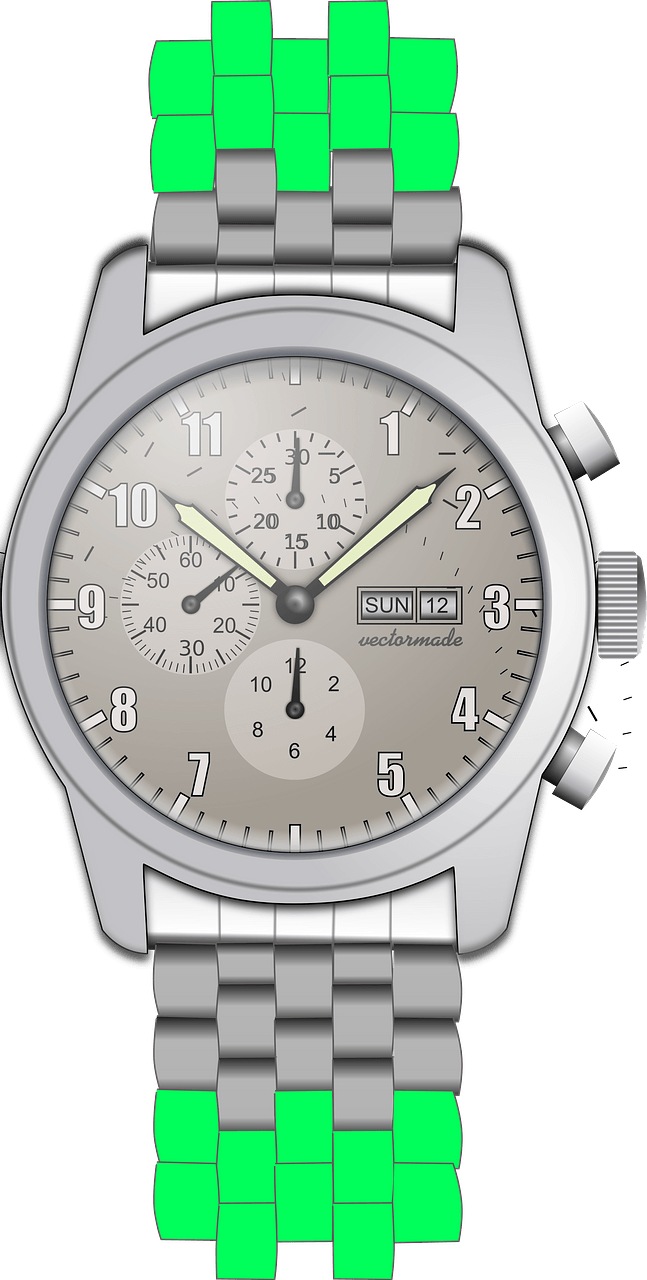 Wristwatch with green band