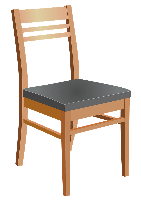  Wooden chair with black seat