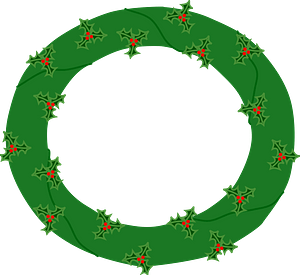 Wreath of evergreen with red berries