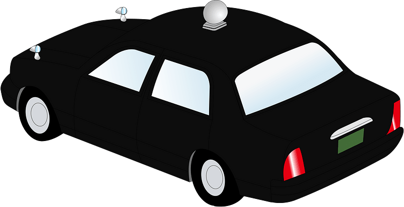 Black taxi diagonal back view
