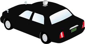 Black taxi diagonal back view