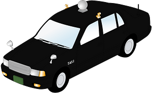 Black taxi diagonal front view