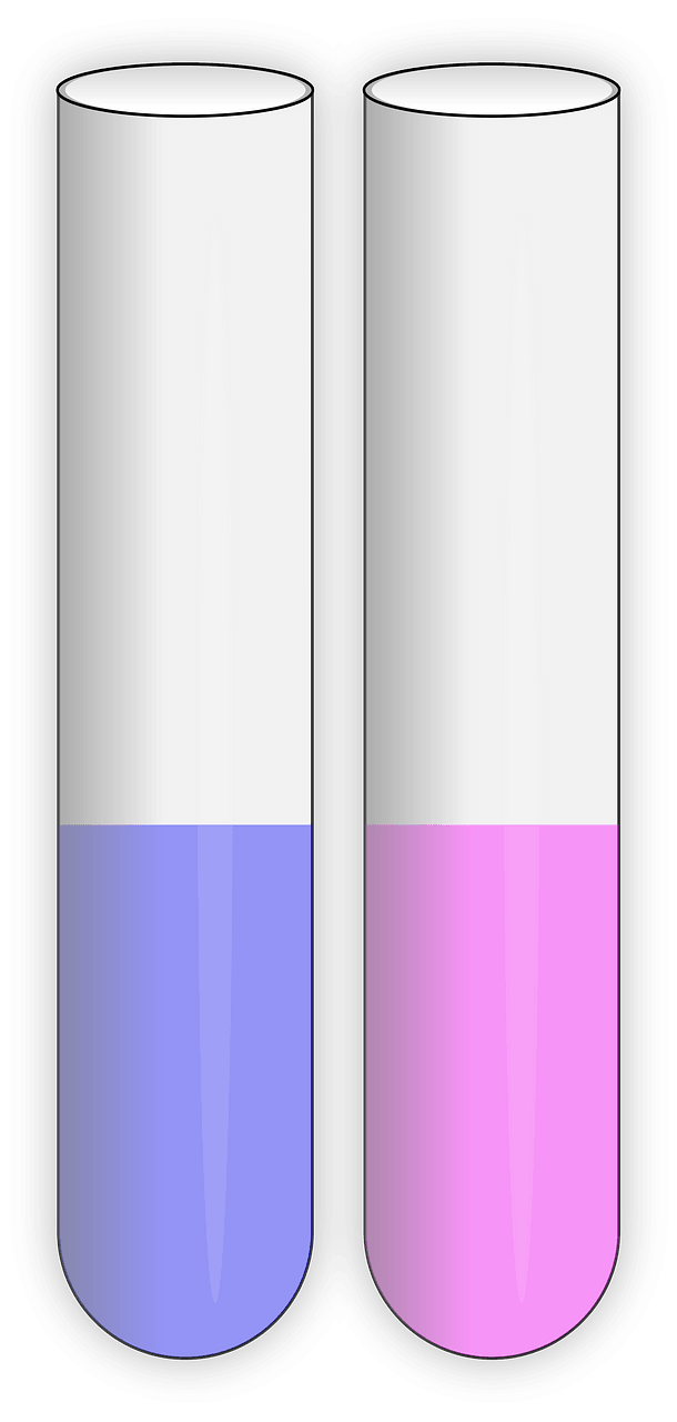 Open test tubes half-filled with liquid